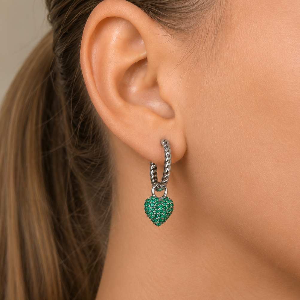Eternal Heart Mini Pendant Green Spinel Silver - Charlotte Bonde Sthlm