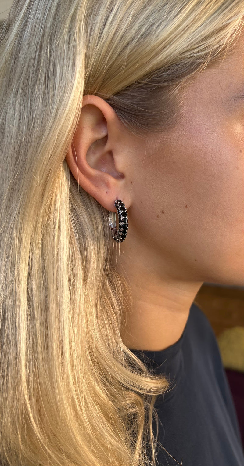 Timeless Chunky Hoops Black Spinel