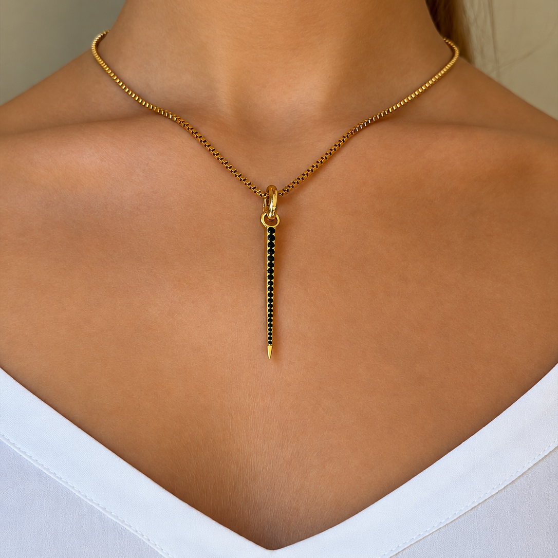 Signature Spike Pendant Black Spinel Gold - Charlotte Bonde Sthlm