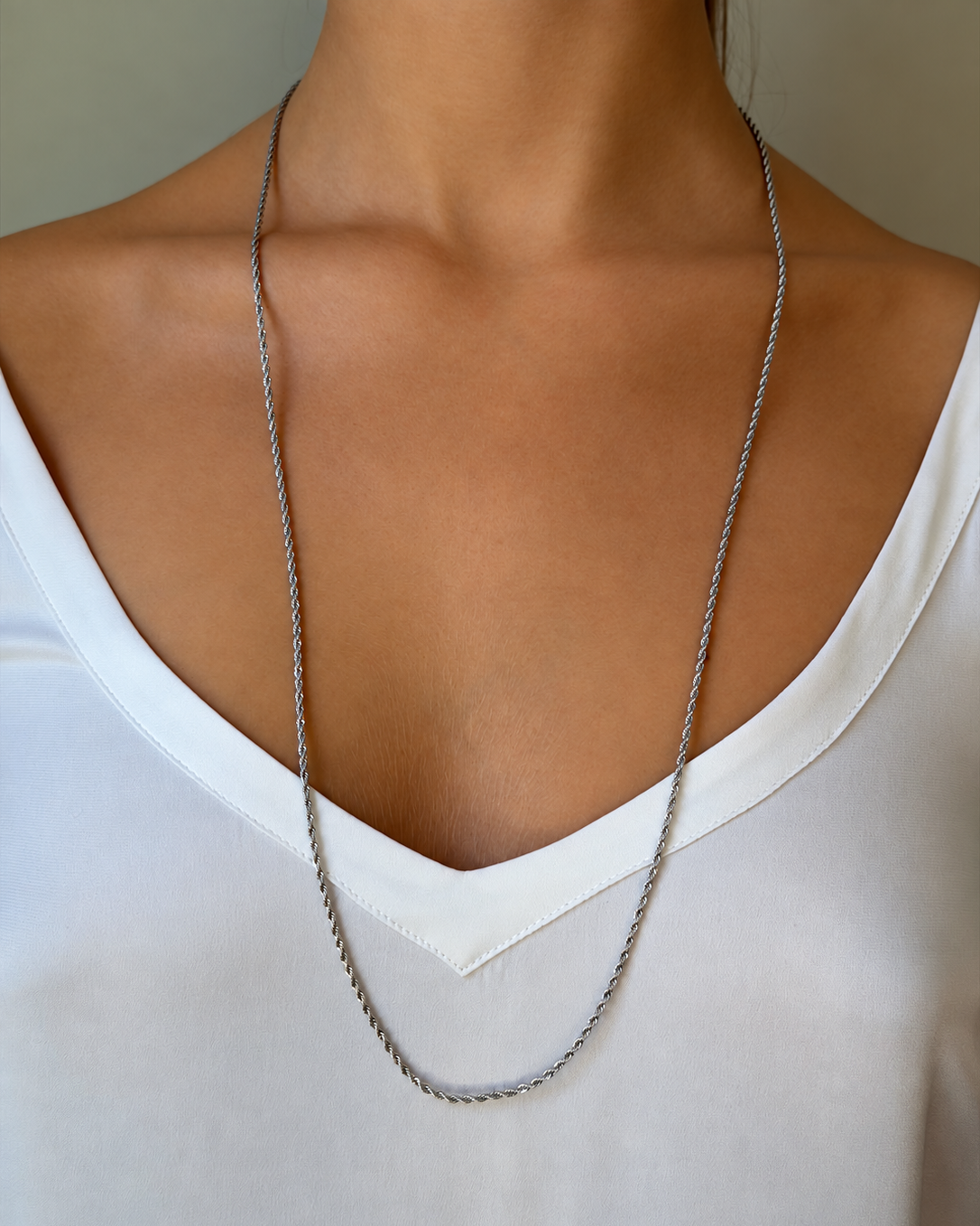 Signature Stack Rope Chain Silver 80 cm