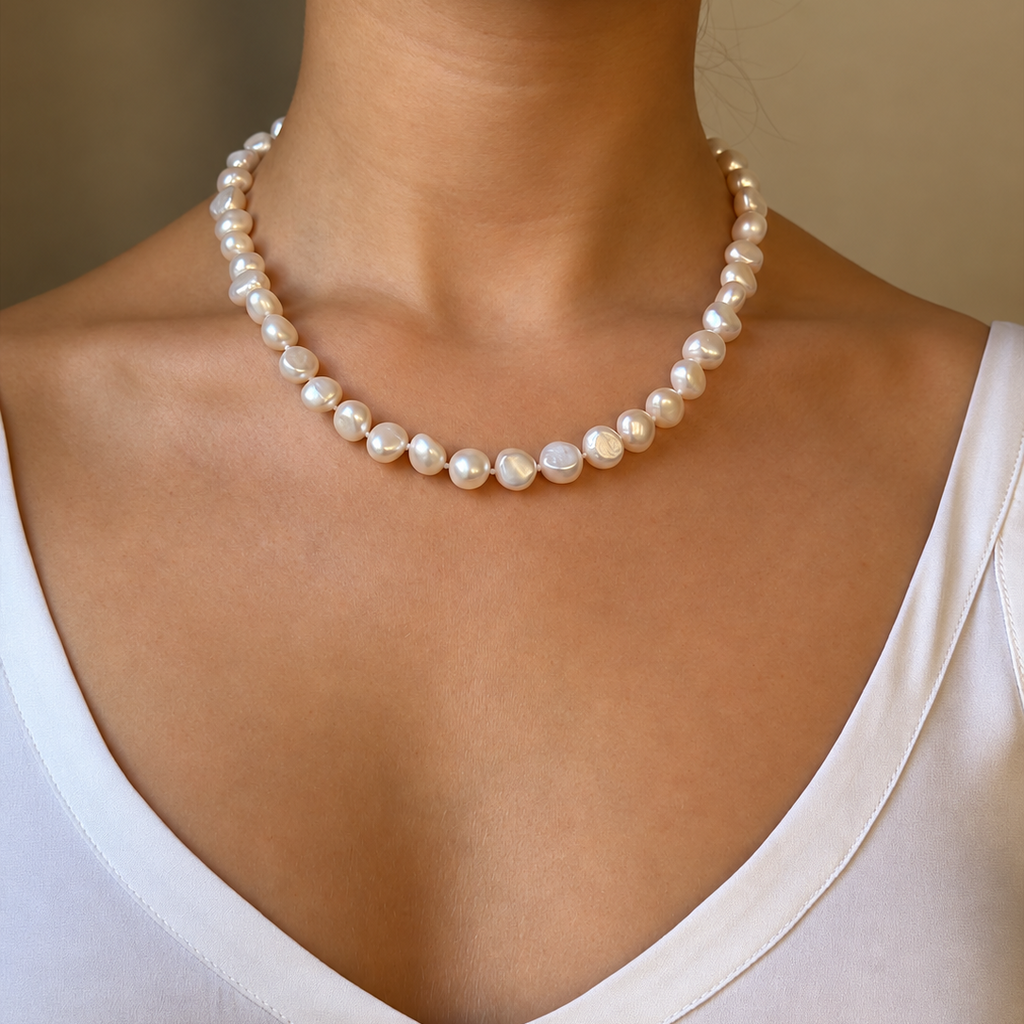 Signature Vanity White Pearl Necklace Silver - Charlotte Bonde Sthlm