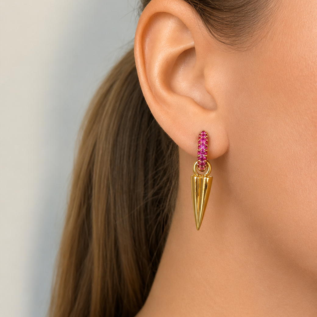 Timeless Tiny Hoops Ruby Gold - Charlotte Bonde Sthlm