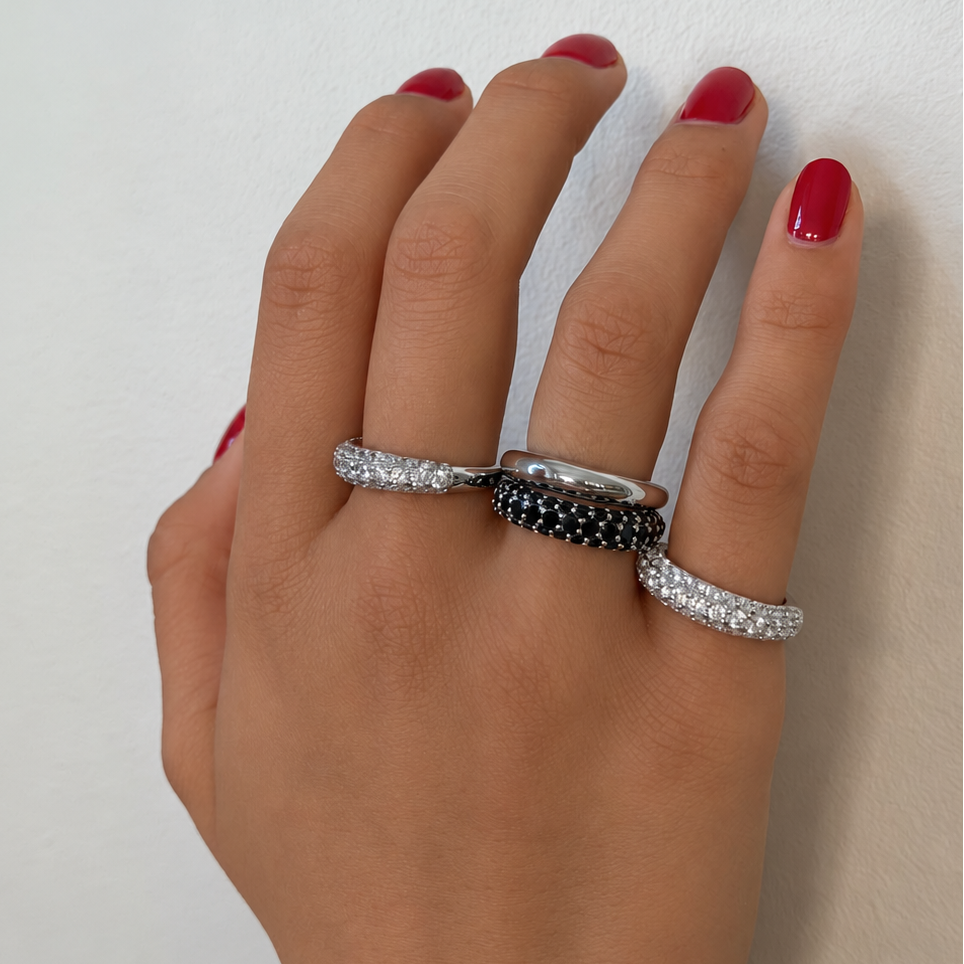 Timeless Chunky Ring Rock Crystal Silver