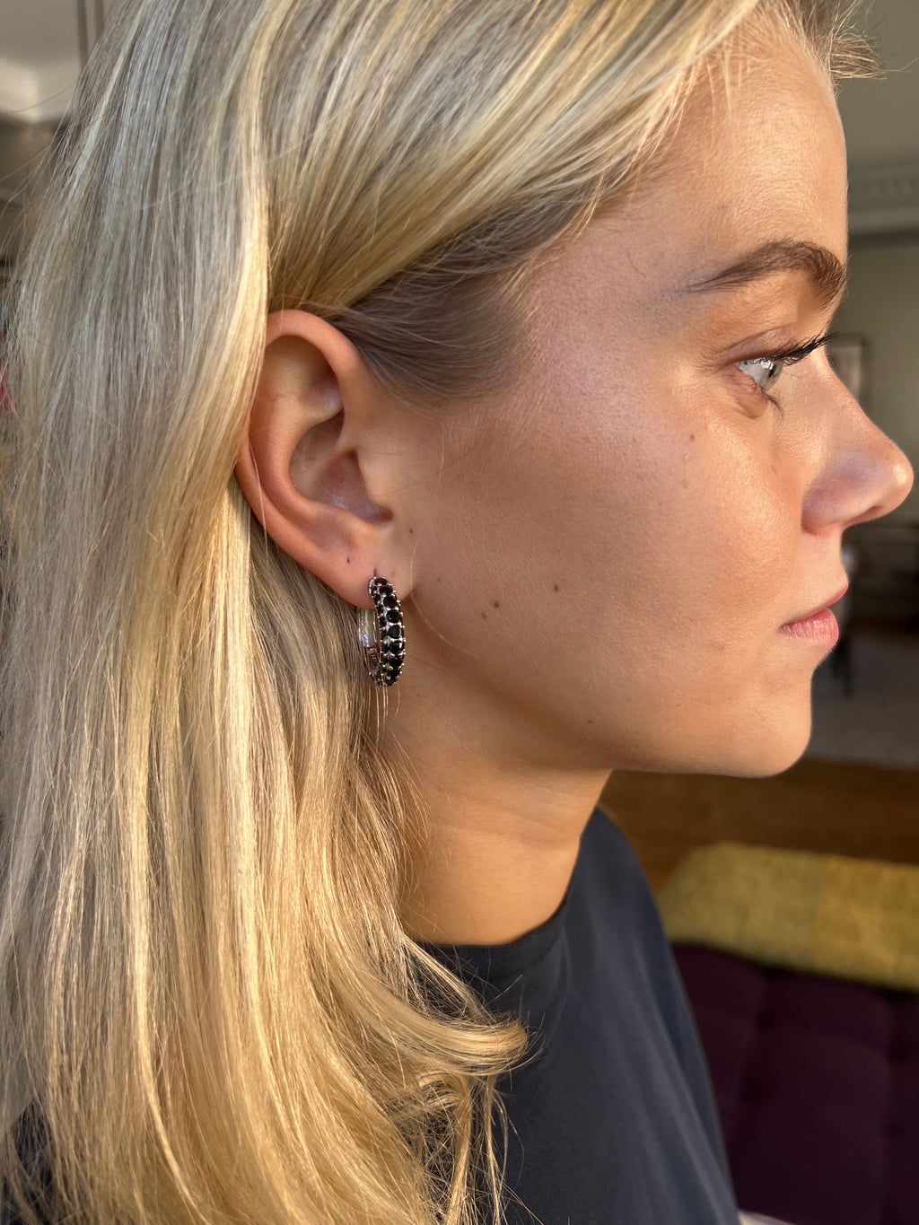 Timeless Chunky Hoops Black Spinel - Charlotte Bonde Sthlm