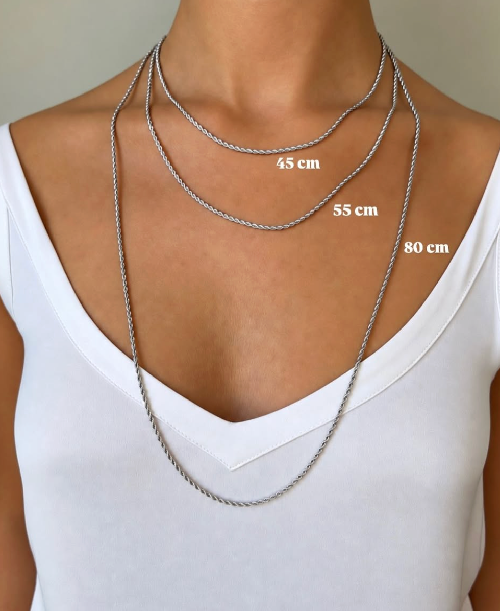 Signature Stack Rope Chain Silver 45 cm