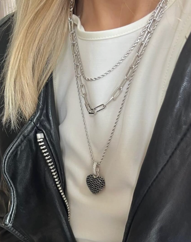 Signature Stack Rope Chain Silver 45 cm
