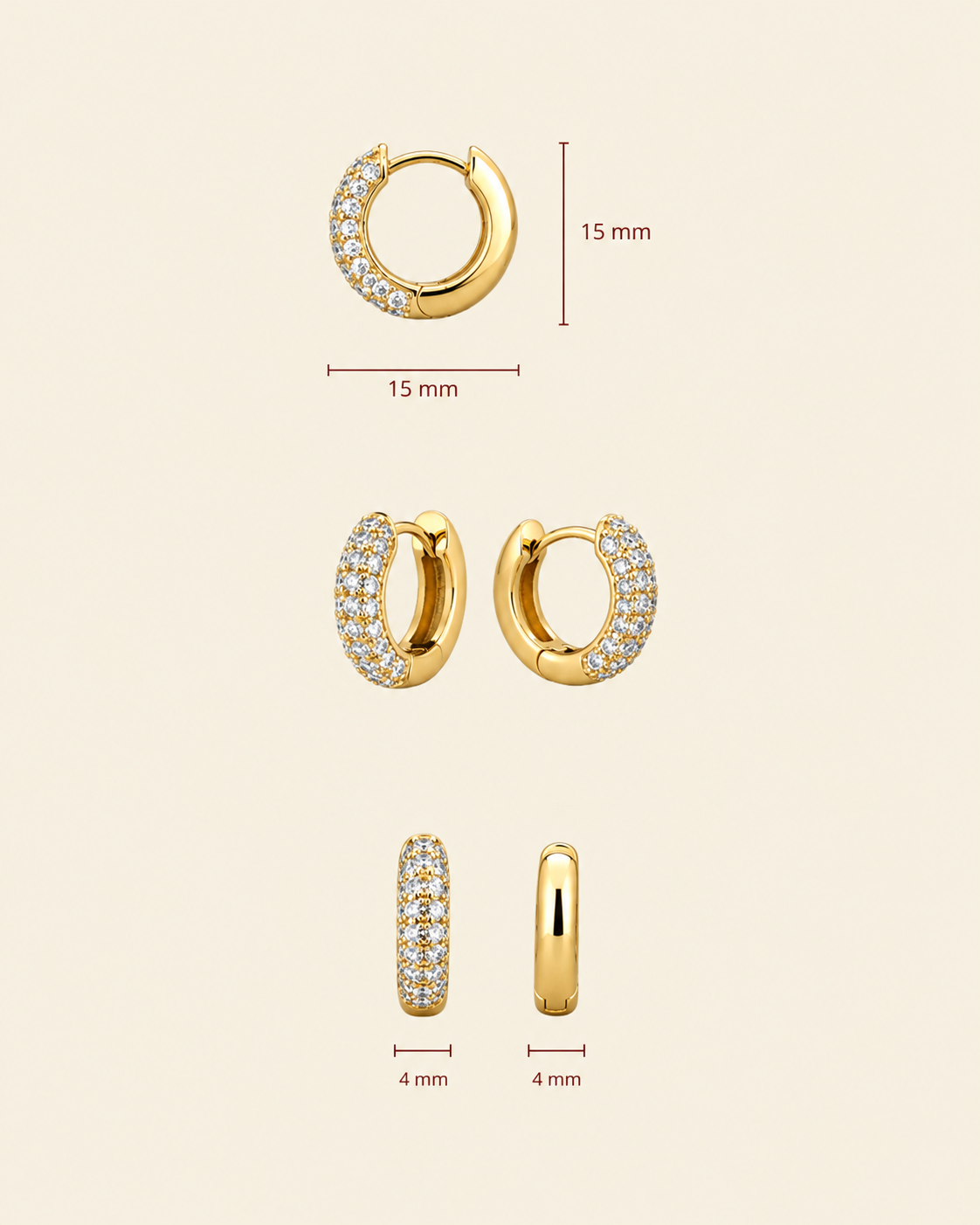 Timeless Tiny Hoops Rock Crystal Gold - Charlotte Bonde Sthlm