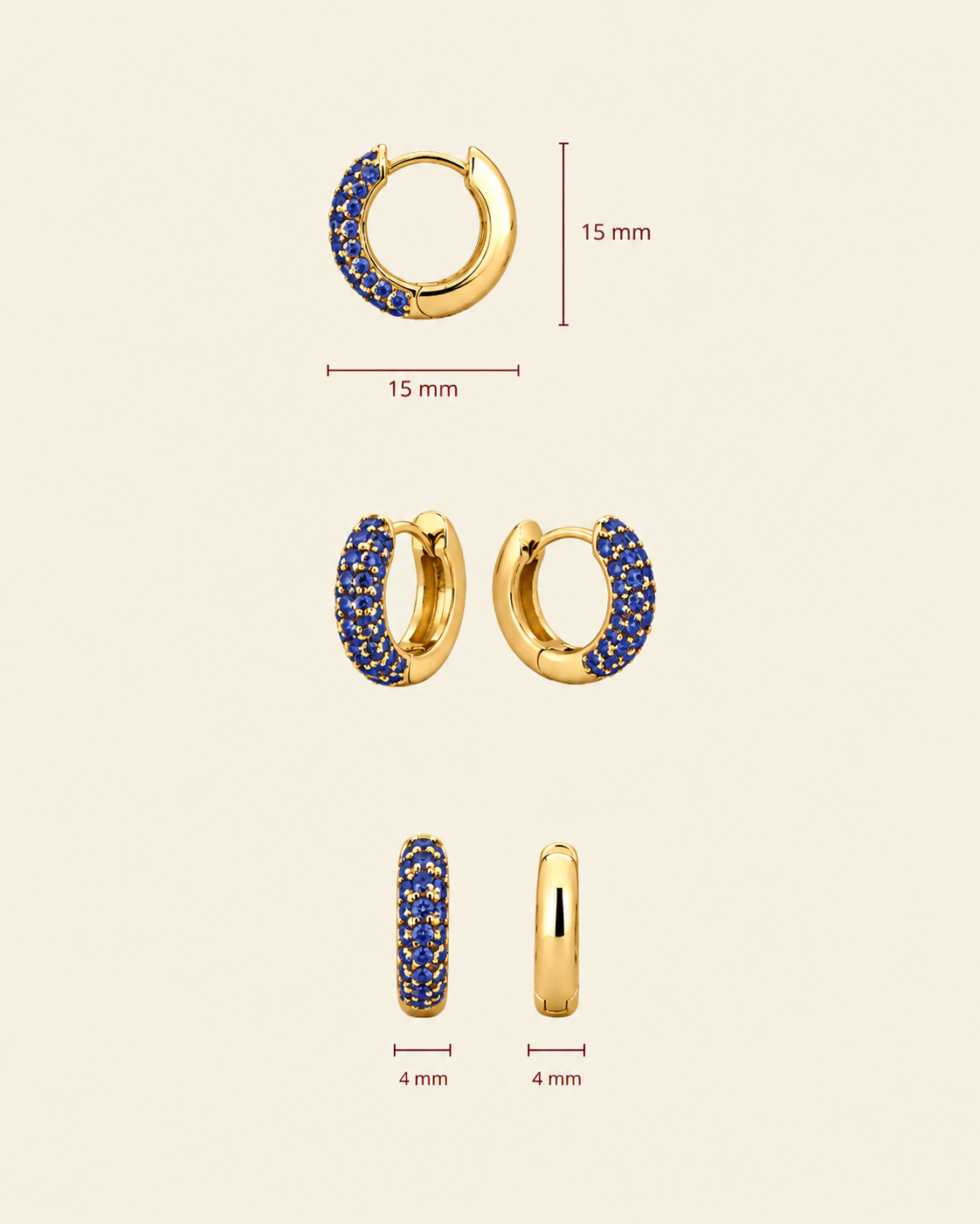 Timeless Tiny Hoops Blue Spinel Gold - Charlotte Bonde Sthlm