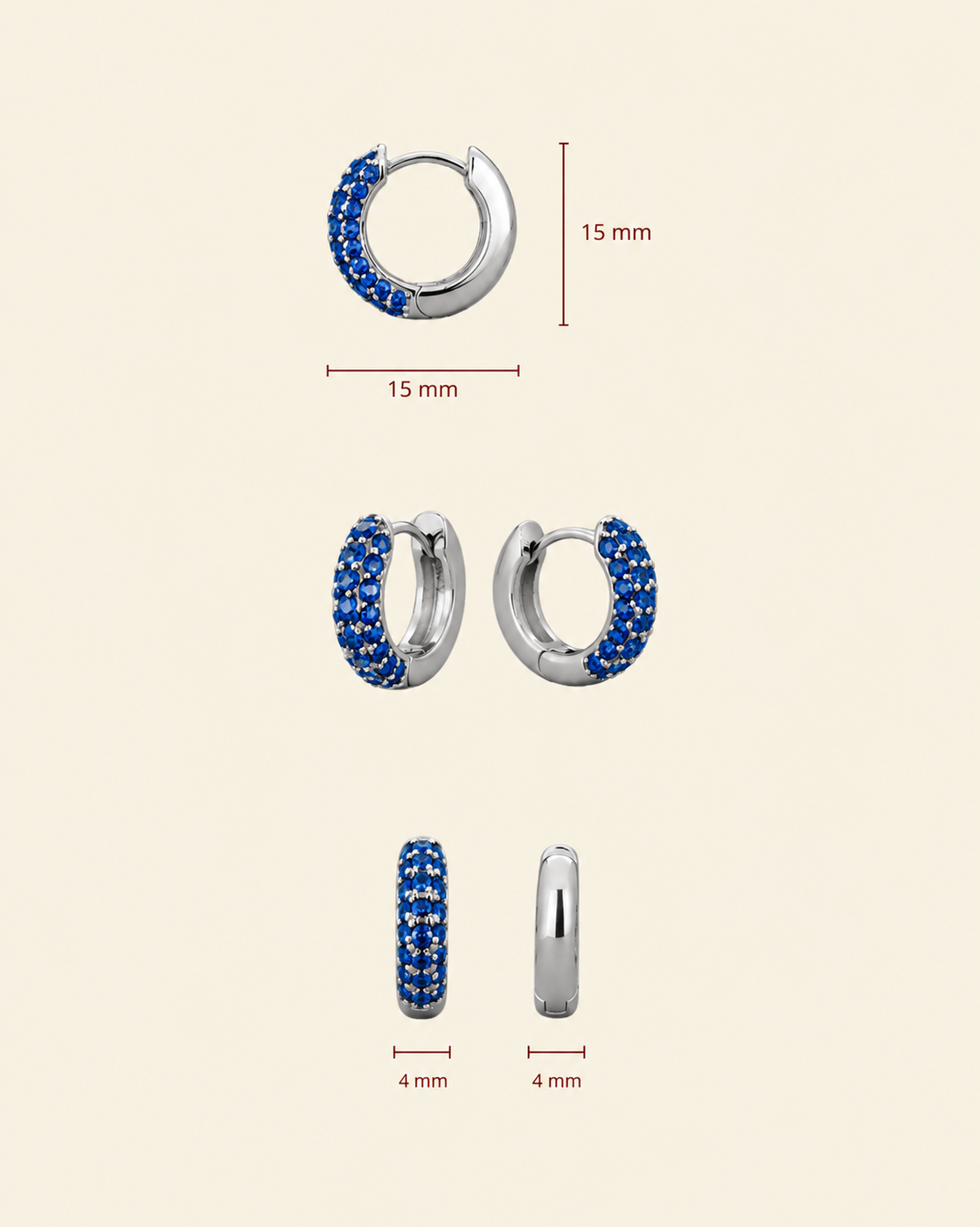 Timeless Tiny Hoops Blue Spinel Silver - Charlotte Bonde Sthlm