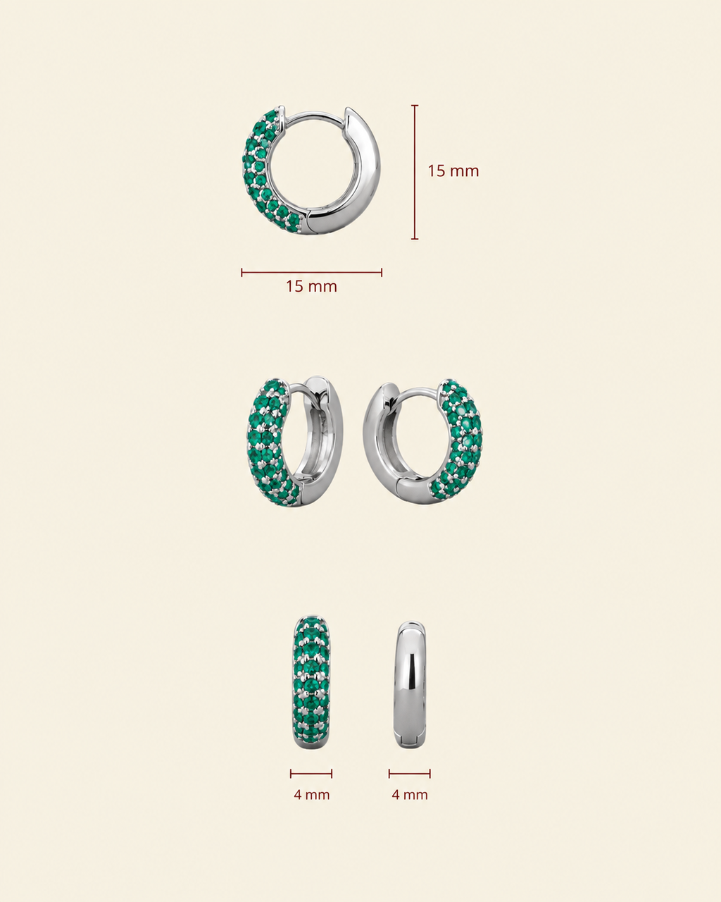 Timeless Tiny Hoops Green Spinel Silver - Charlotte Bonde Sthlm