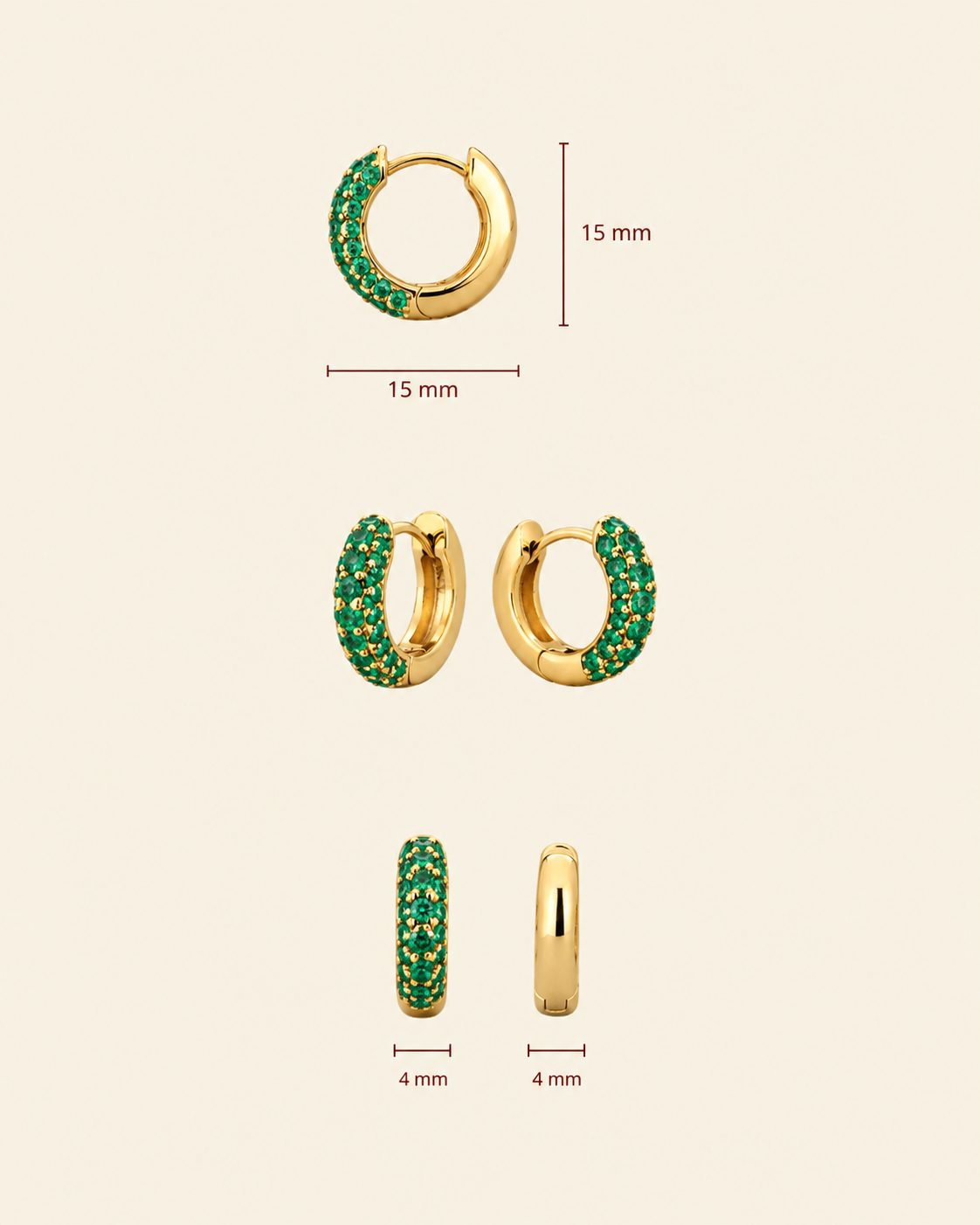 Timeless Tiny Hoops Green Spinel Gold - Charlotte Bonde Sthlm