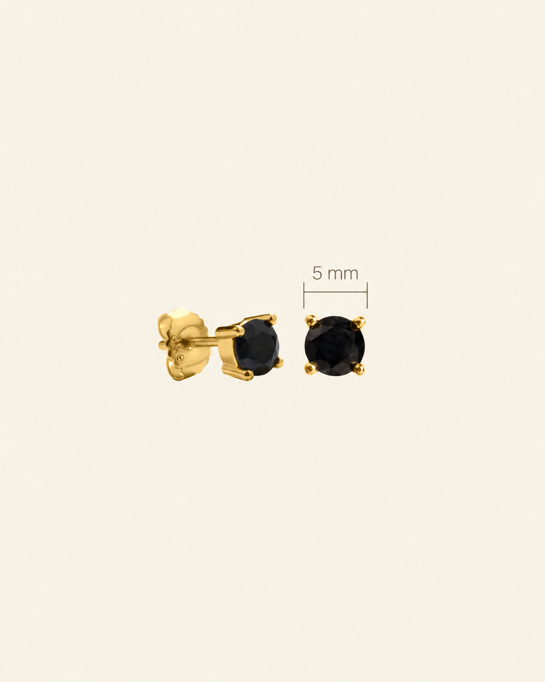 Irma Solitaire Studs Obsidian Gold - Charlotte Bonde Sthlm