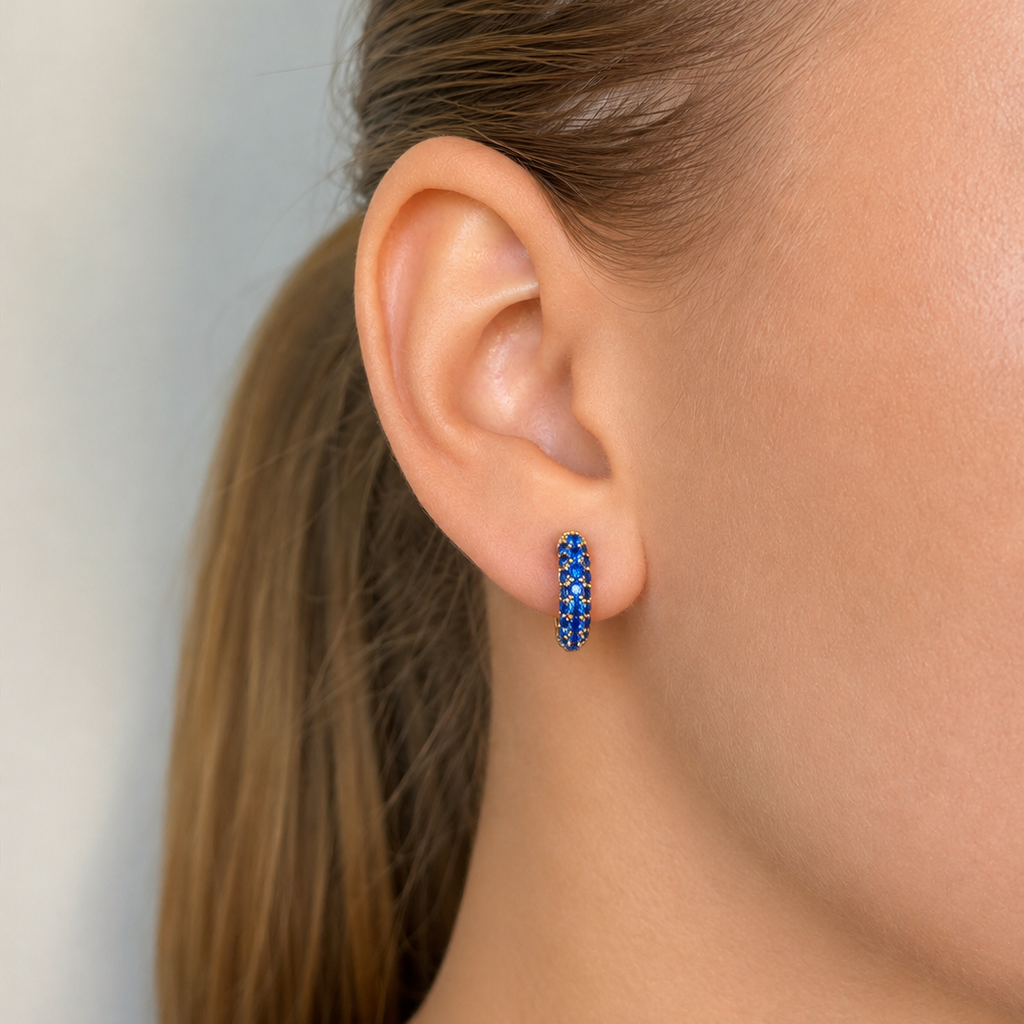 Timeless Tiny Hoops Blue Spinel Gold - Charlotte Bonde Sthlm