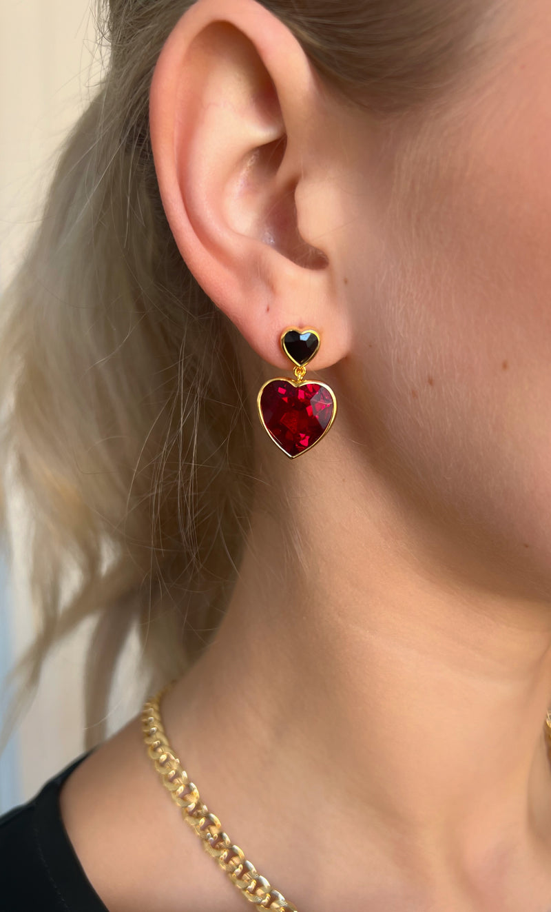 Eternal Love Vanity Earrings Red/Black Crystal