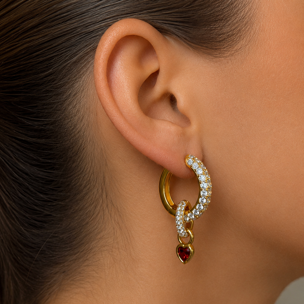 Timeless Chunky Hoops Rock Crystal Gold - Charlotte Bonde Sthlm