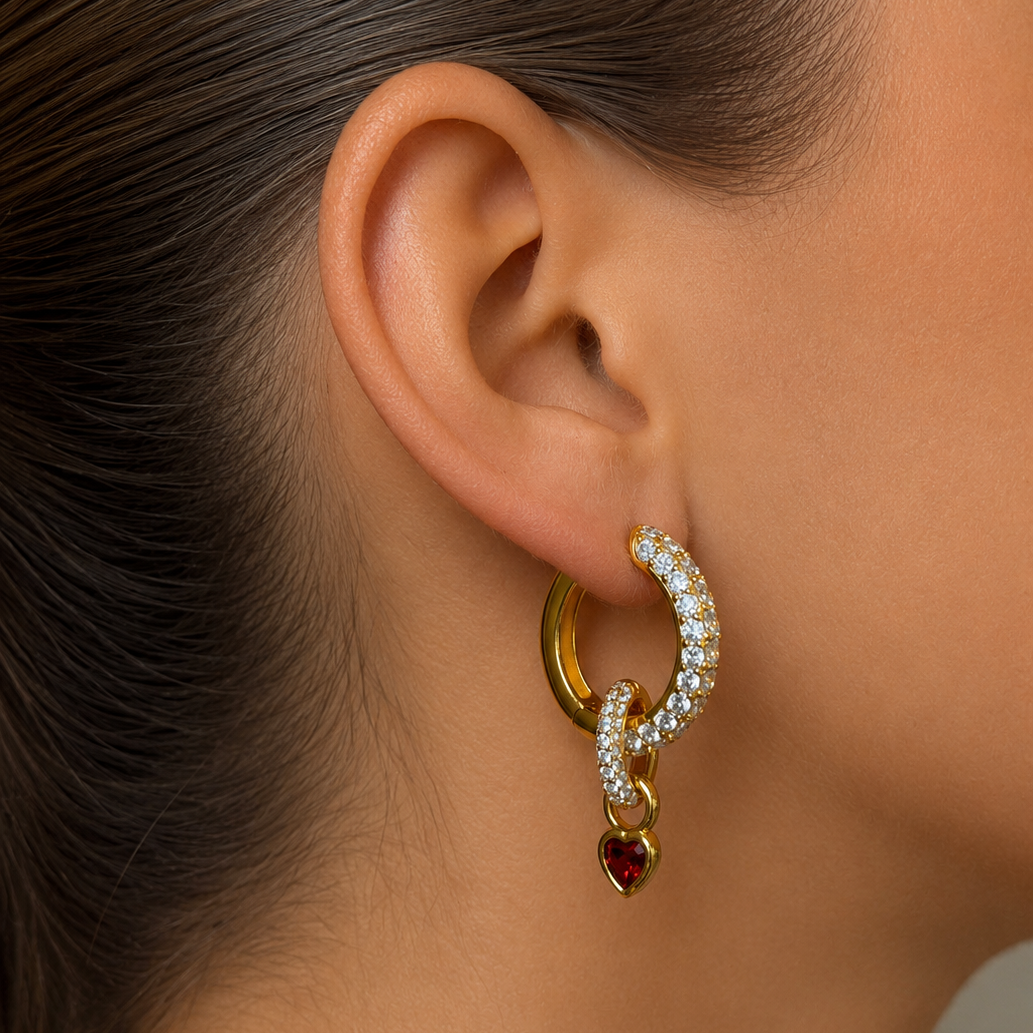 Timeless Chunky Hoops Rock Crystal Gold - Charlotte Bonde Sthlm