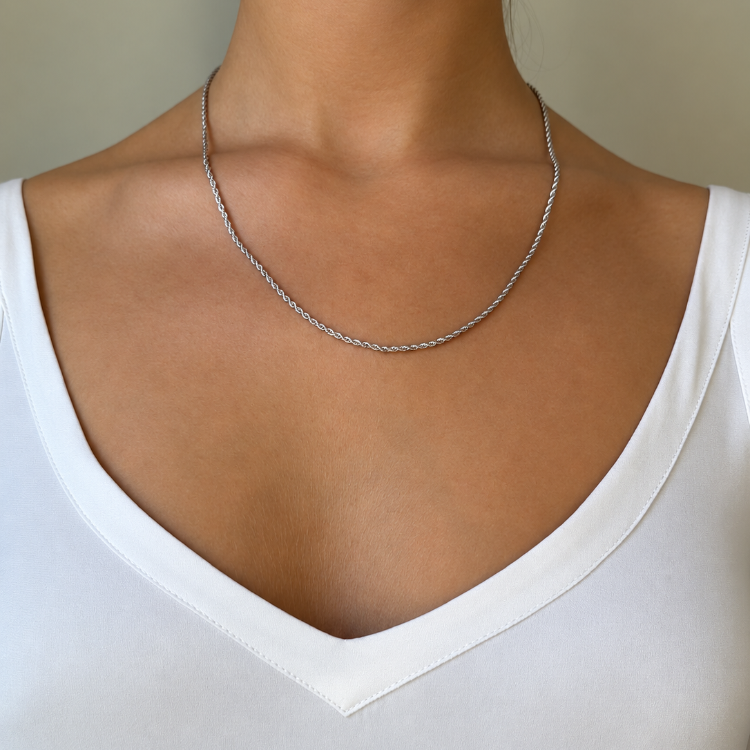 Signature Stack Rope Chain Silver 55 cm