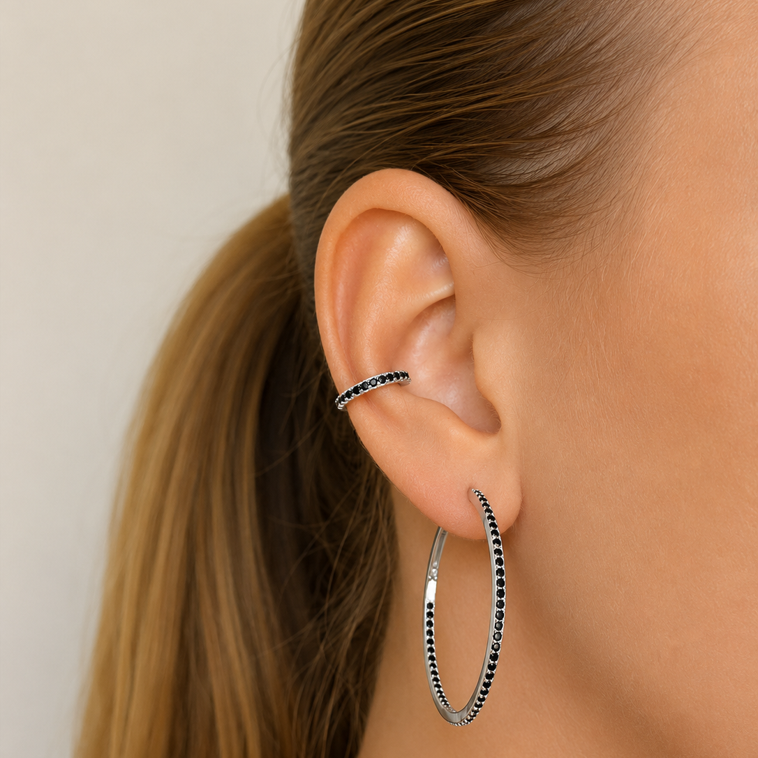Irma Ear Cuff Black Silver - Charlotte Bonde Sthlm