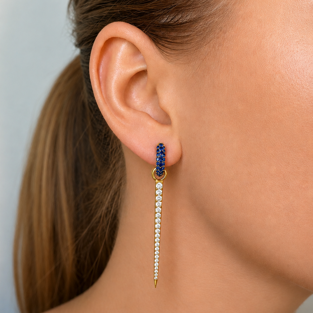 Timeless Tiny Hoops Blue Spinel Gold - Charlotte Bonde Sthlm