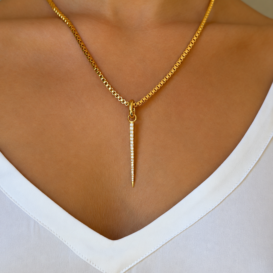 Signature Spike Pendant Rock Crystal Gold