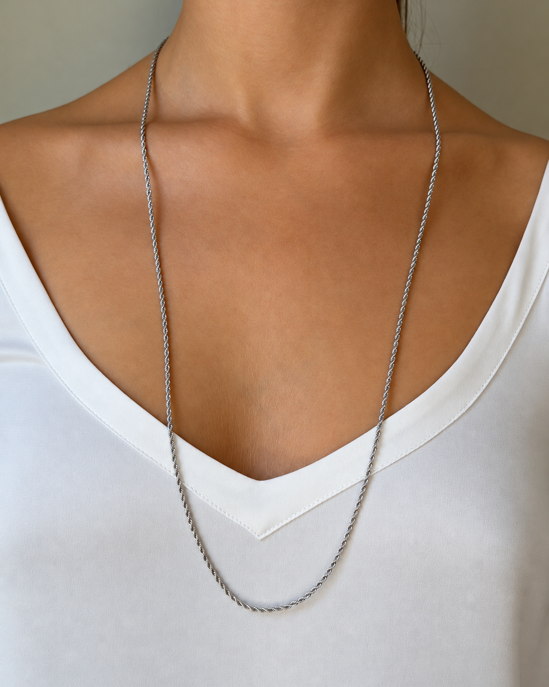 Signature Stack Rope Chain Silver 80 cm