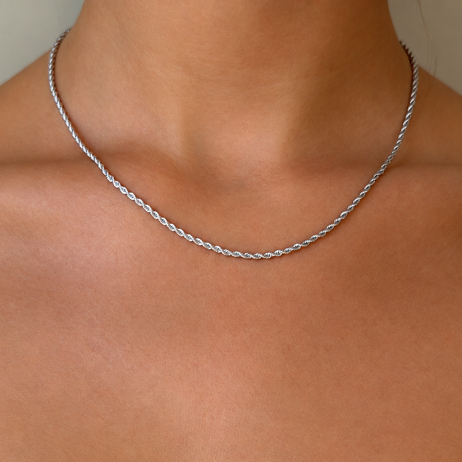 Signature Stack Rope Chain Silver 45 cm