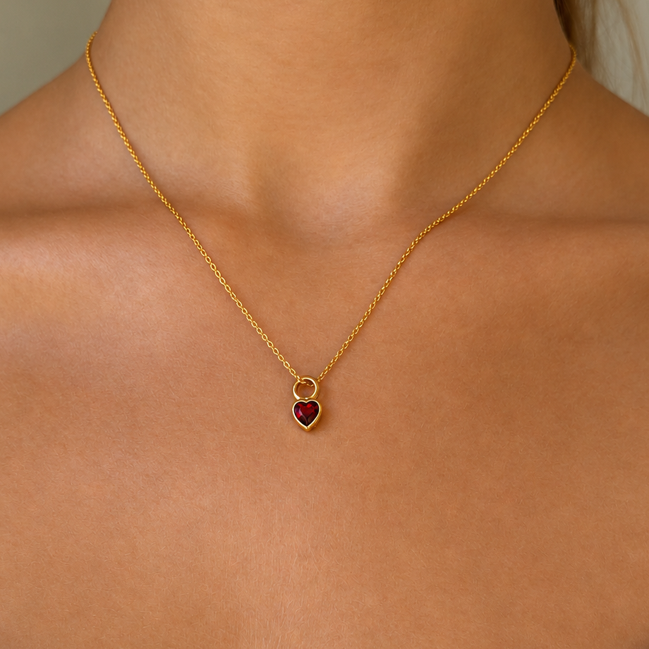 Eternal Love Petite Pendant Red Crystal Gold