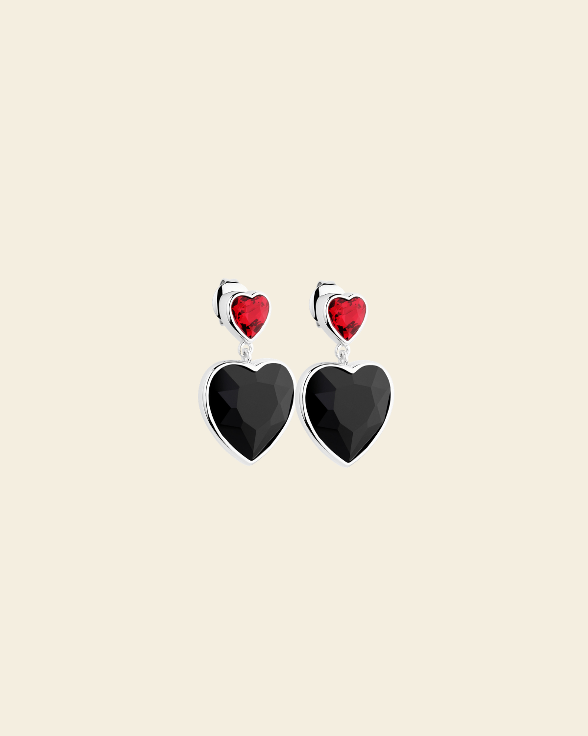 Eternal Love Vanity Earrings Black/Red Crystal Silver - Charlotte Bonde Sthlm