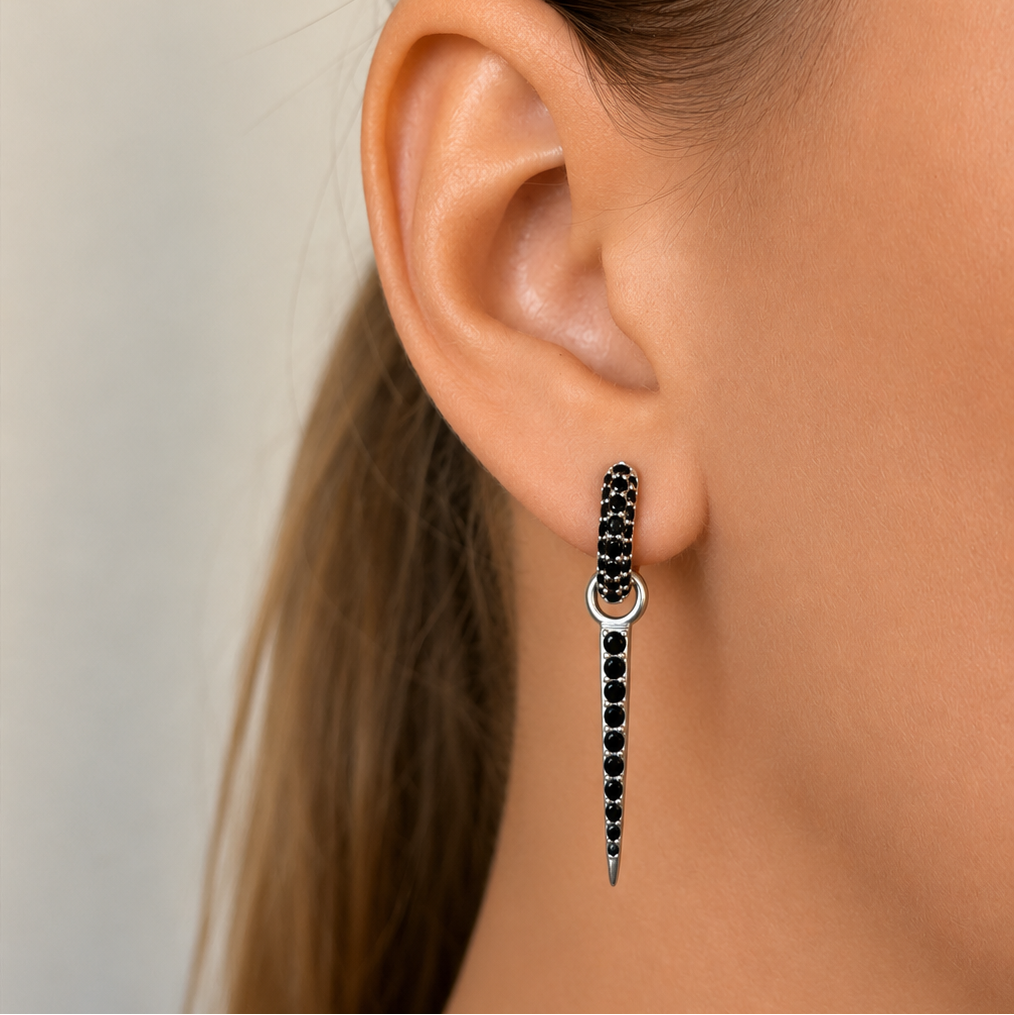 Timeless Tiny Hoops Black Spinel Silver - Charlotte Bonde Sthlm