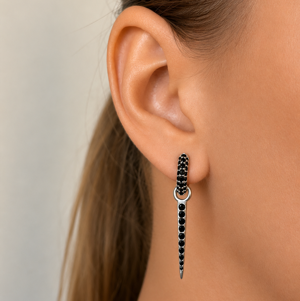 Signature Petite Spike Pendant Black Spinel Silver