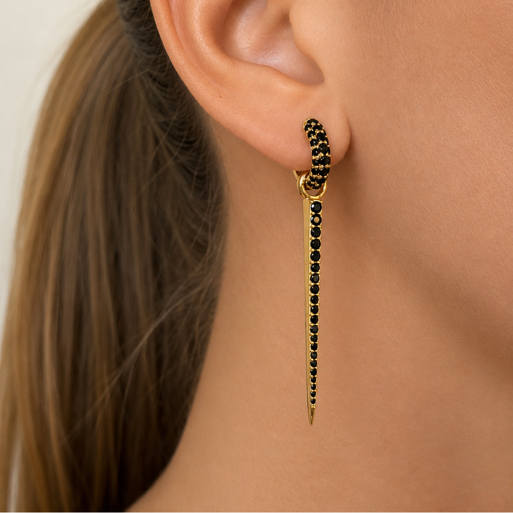 Signature Spike Pendant Black Spinel Gold