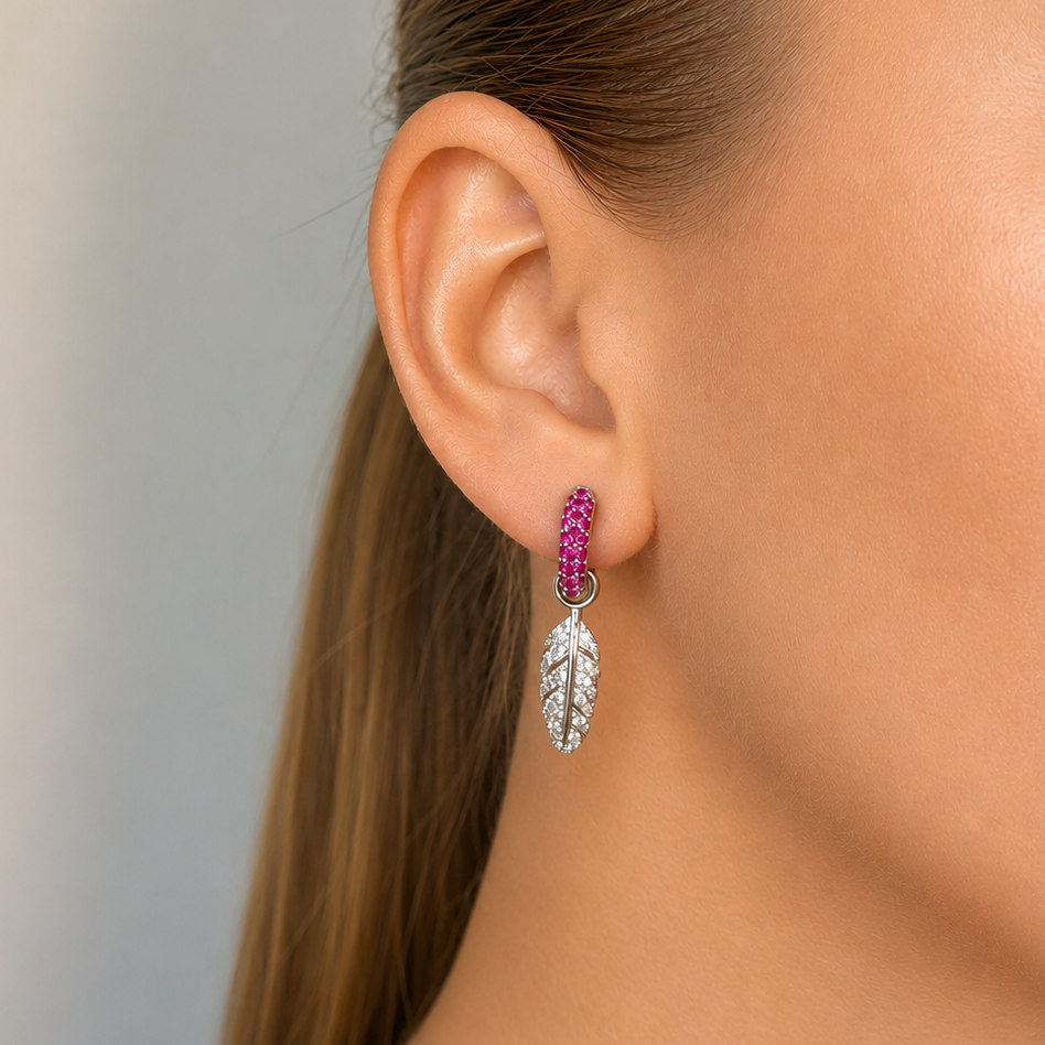 Timeless Tiny Hoops Ruby Silver - Charlotte Bonde Sthlm