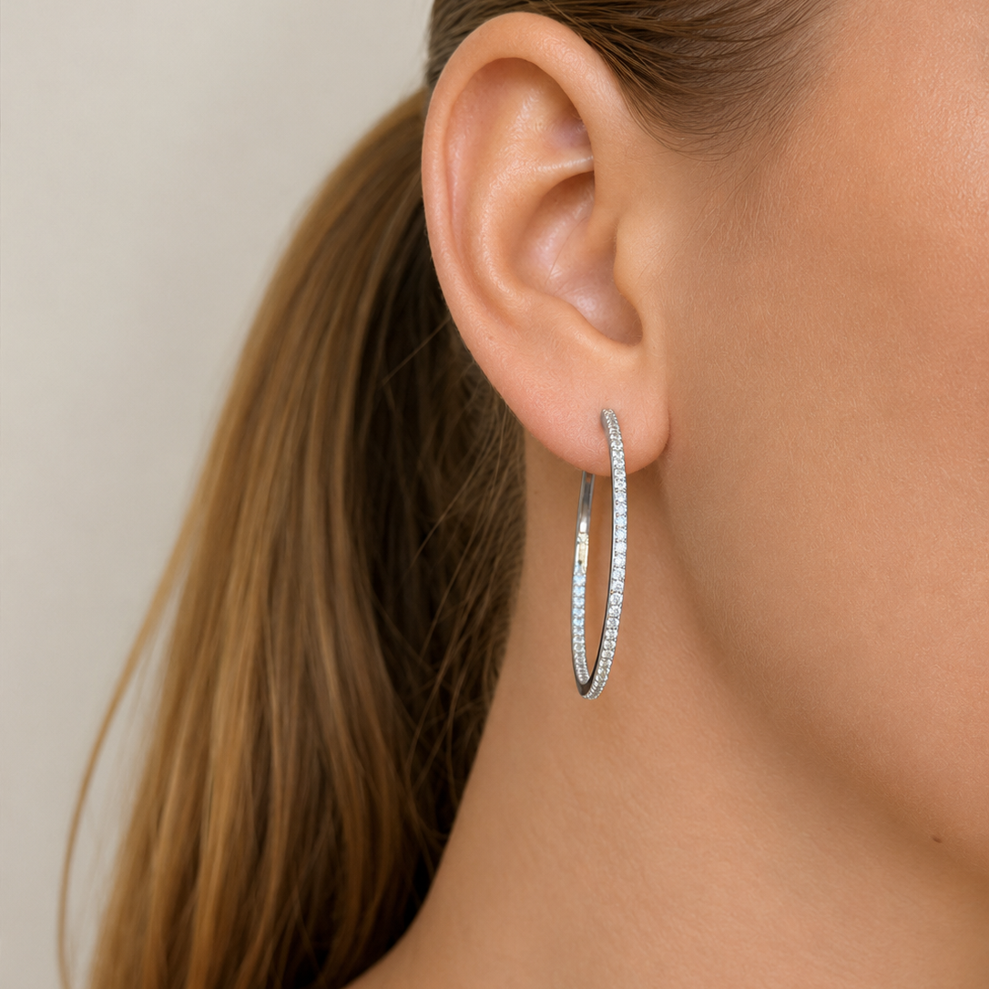 Irma Eternity Amazon Hoops Rock Crystal Silver - Charlotte Bonde Sthlm