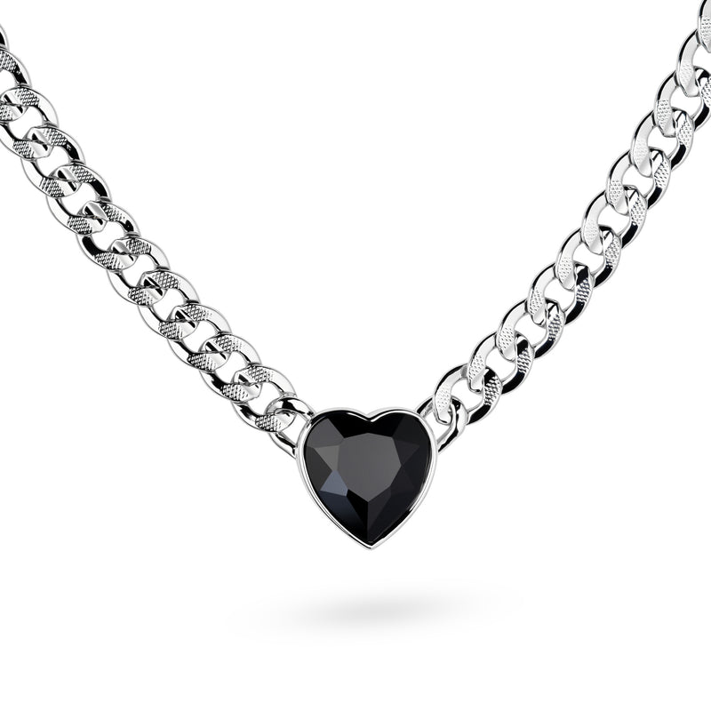 Eternal Love Vanity Necklace Black Crystal Silver