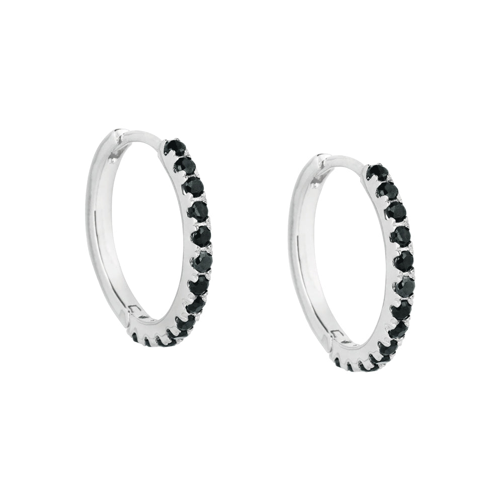 Irma Eternity Hoops Obsidian Silver - Charlotte Bonde Sthlm