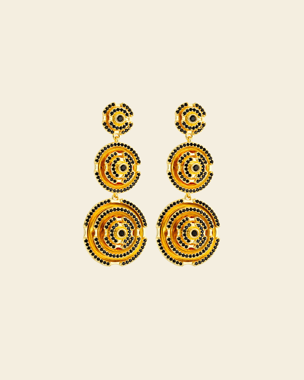 Labyrinth Amazon Earrings Black Spinel - Charlotte Bonde Sthlm