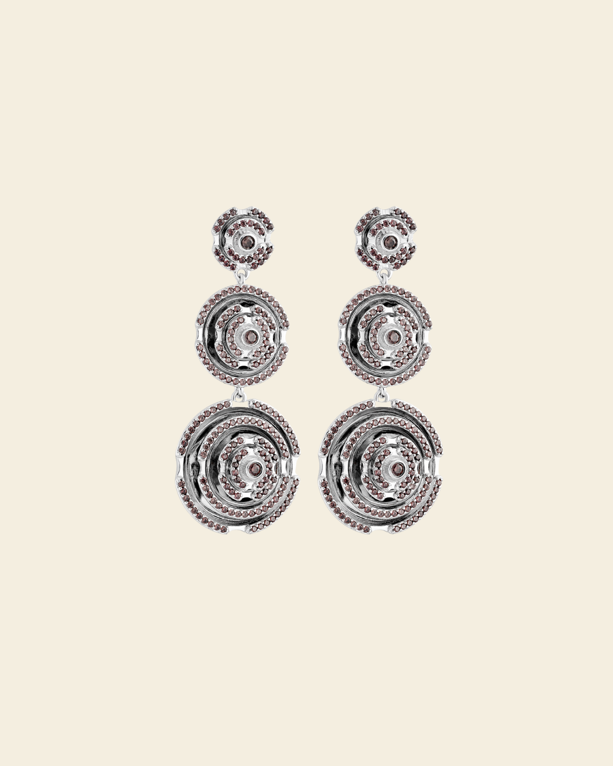 Labyrinth Amazon Earrings Smoky Quartz Silver - Charlotte Bonde Sthlm