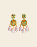 Labyrinth Vanity Earrings Green Spinel/ Sweet Water Pearl Pink - Charlotte Bonde Sthlm