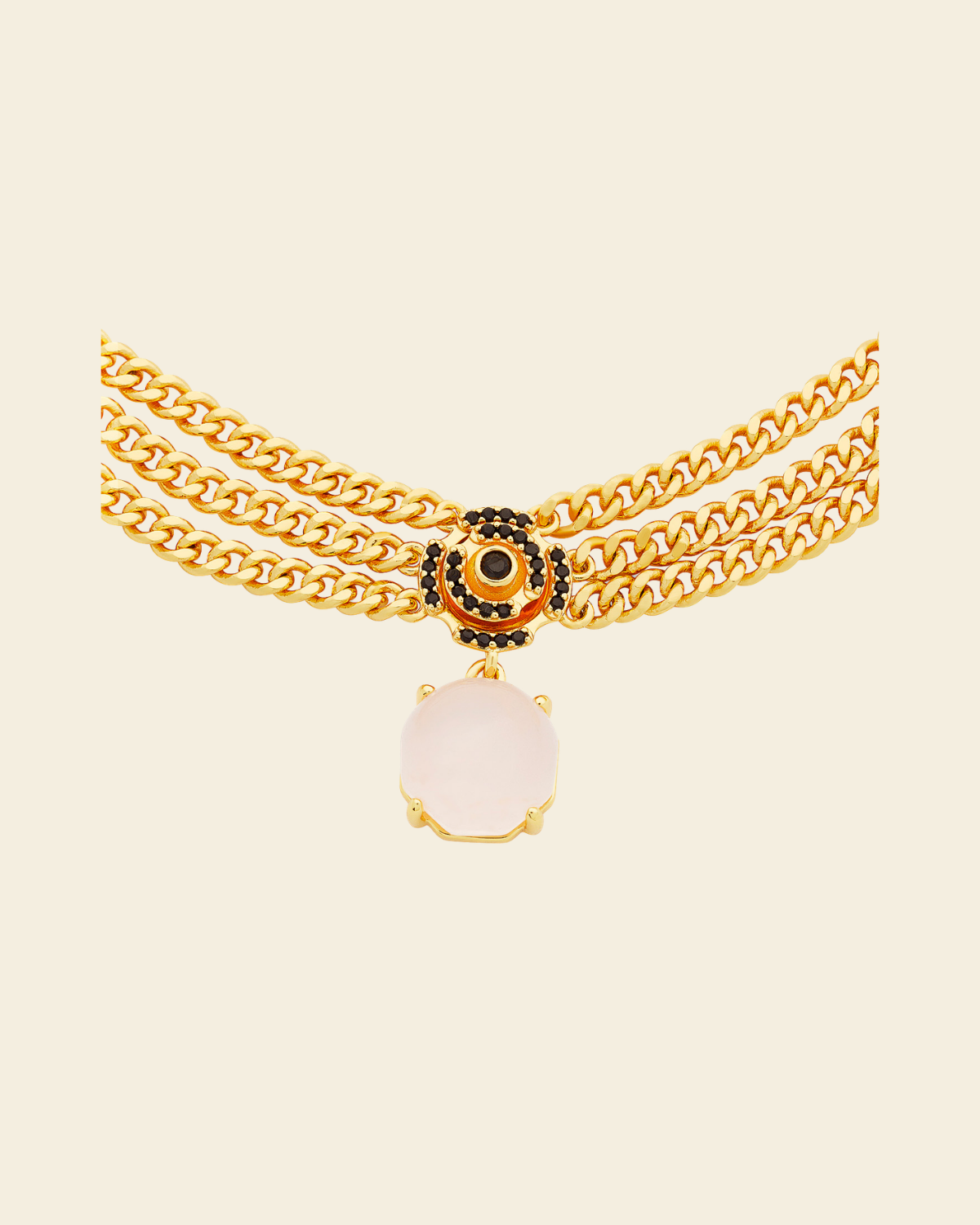 Labyrinth Vanity Necklace Black Spinel/Rose Quartz - Charlotte Bonde Sthlm
