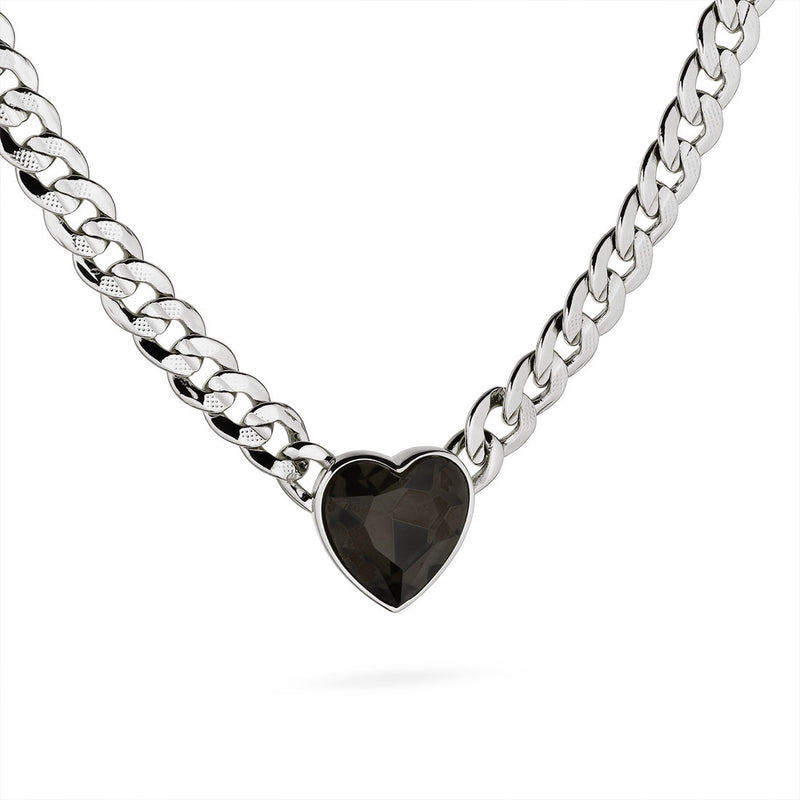 Eternal Love Vanity Necklace Black Crystal Silver