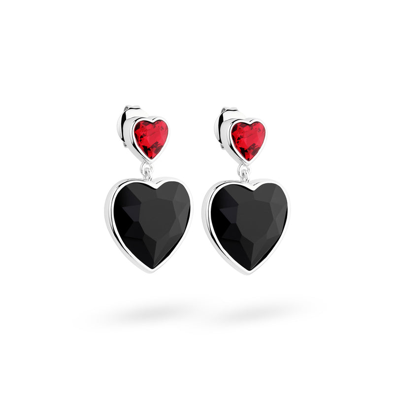 Eternal Love Vanity Earrings Black/Red Crystal Silver