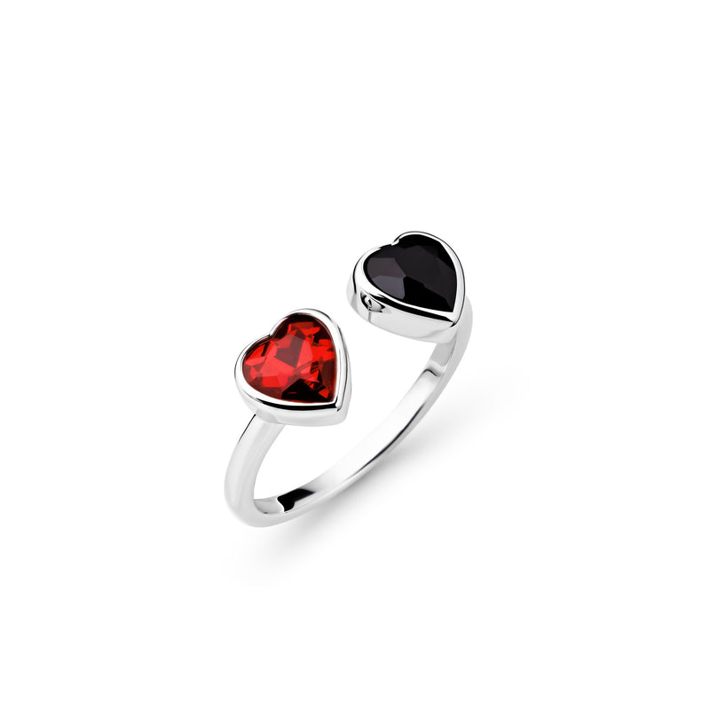 Eternal Love Vanity Mix Ring Black/Red Crystal Silver