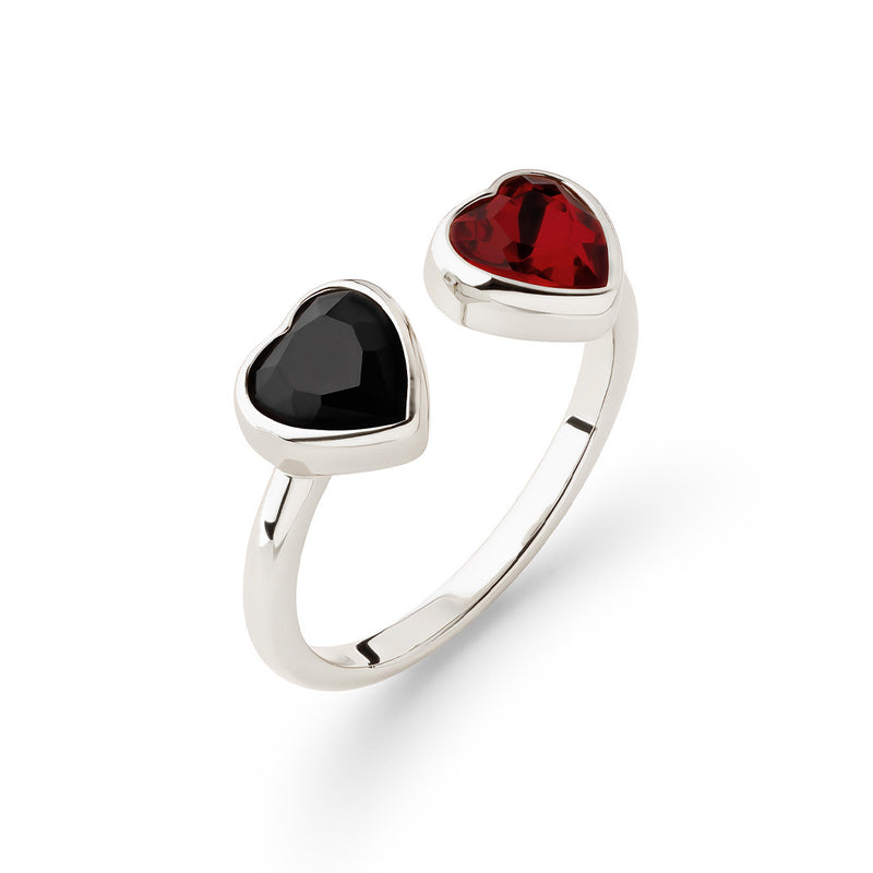 Eternal Love Vanity Mix Ring Black/Red Crystal Silver