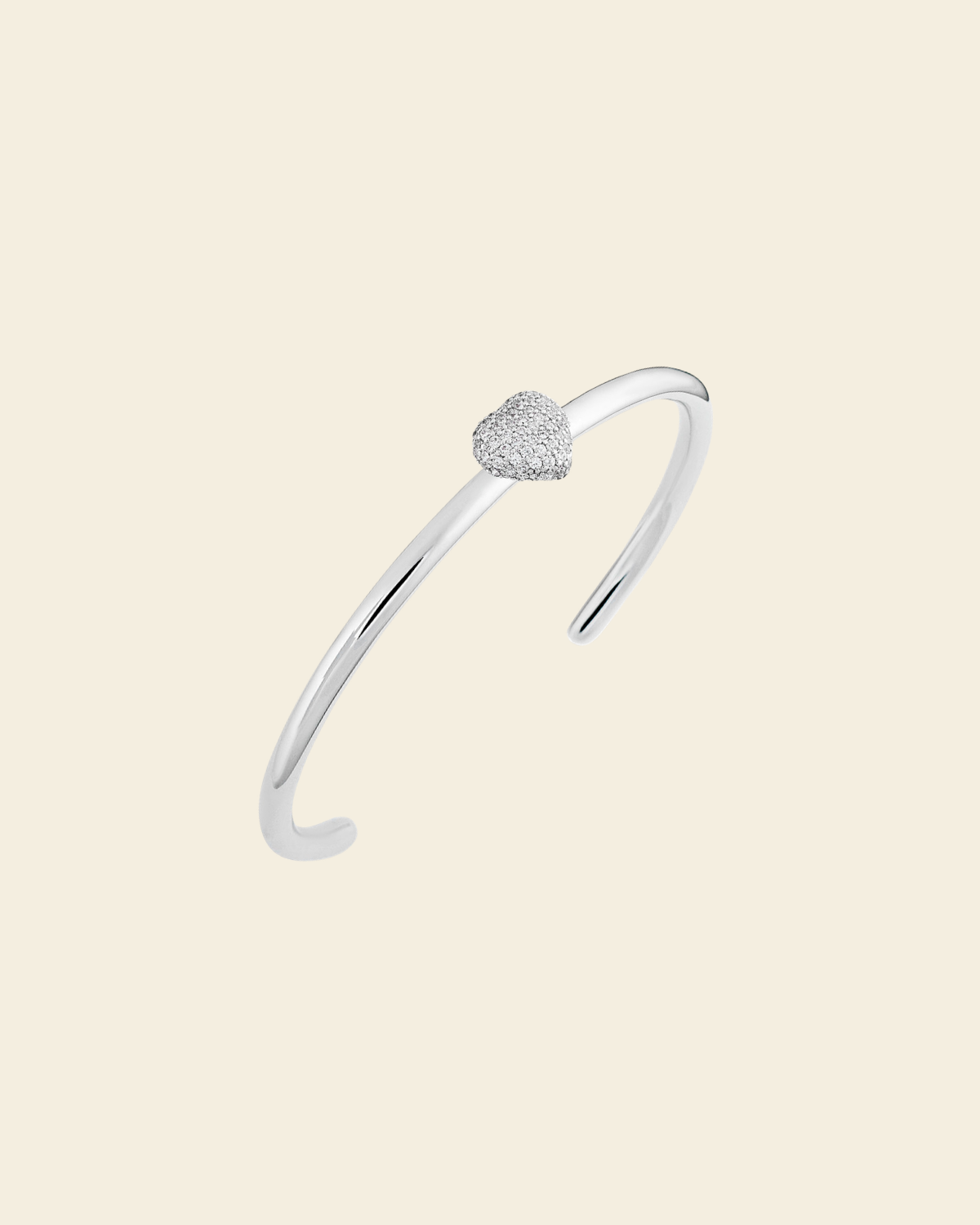 Timeless Eternal Love Heart Cuff Rock Crystal Silver - Charlotte Bonde Sthlm
