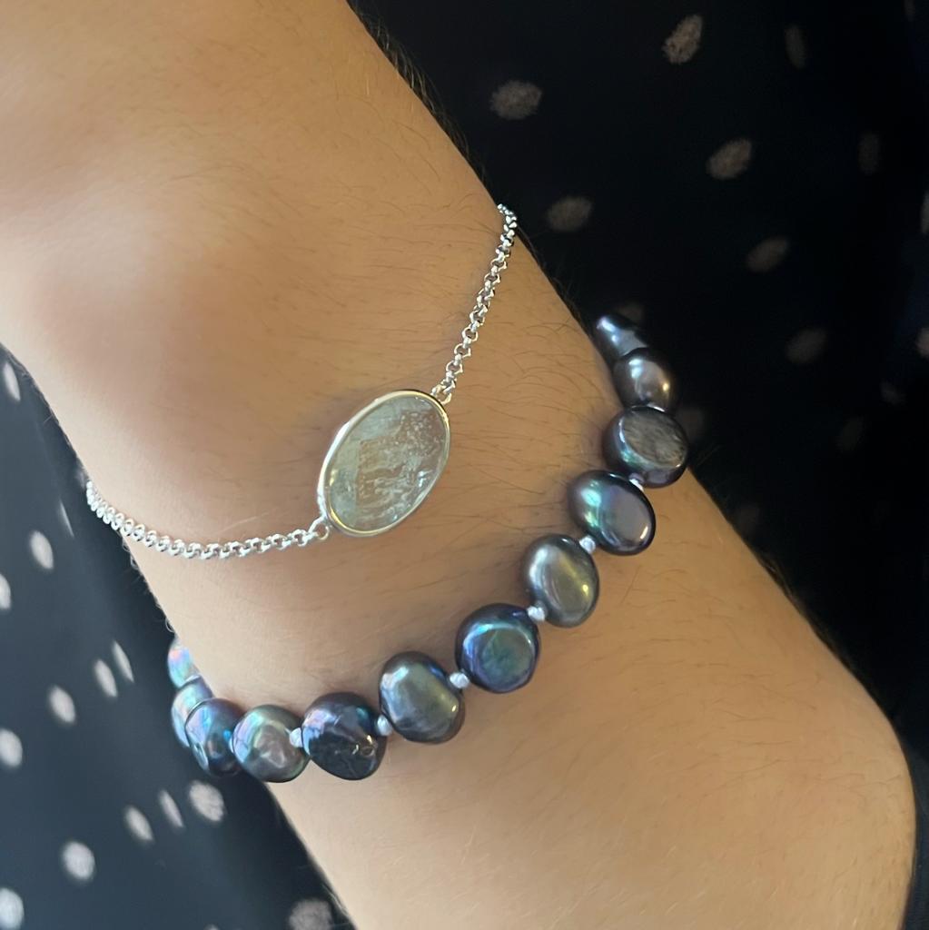 Paulina Petite Bracelet Aqua Green Silver - Charlotte Bonde Sthlm