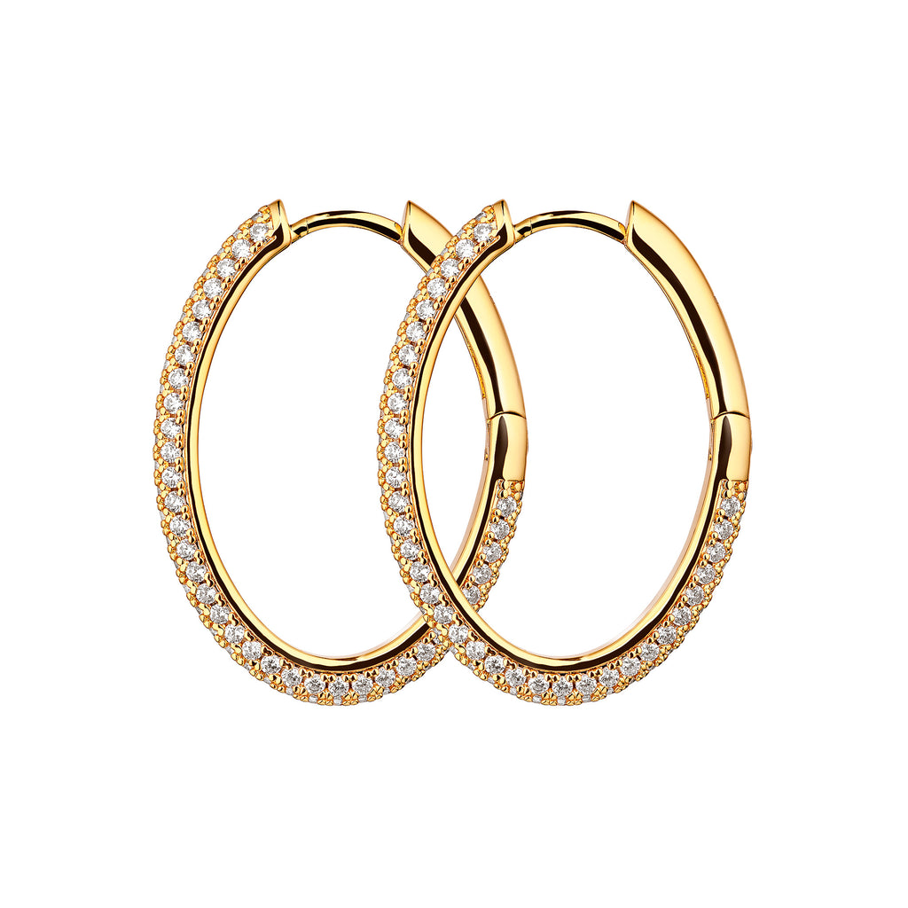 Bianca Boho Just Perfect Hoops Rock Crystal Gold
