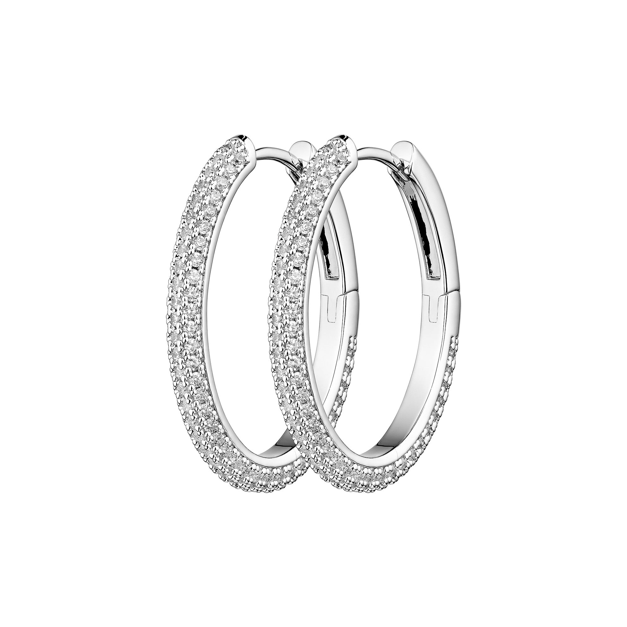 Bianca Boho Just Perfect Hoops Rock Crystal Silver