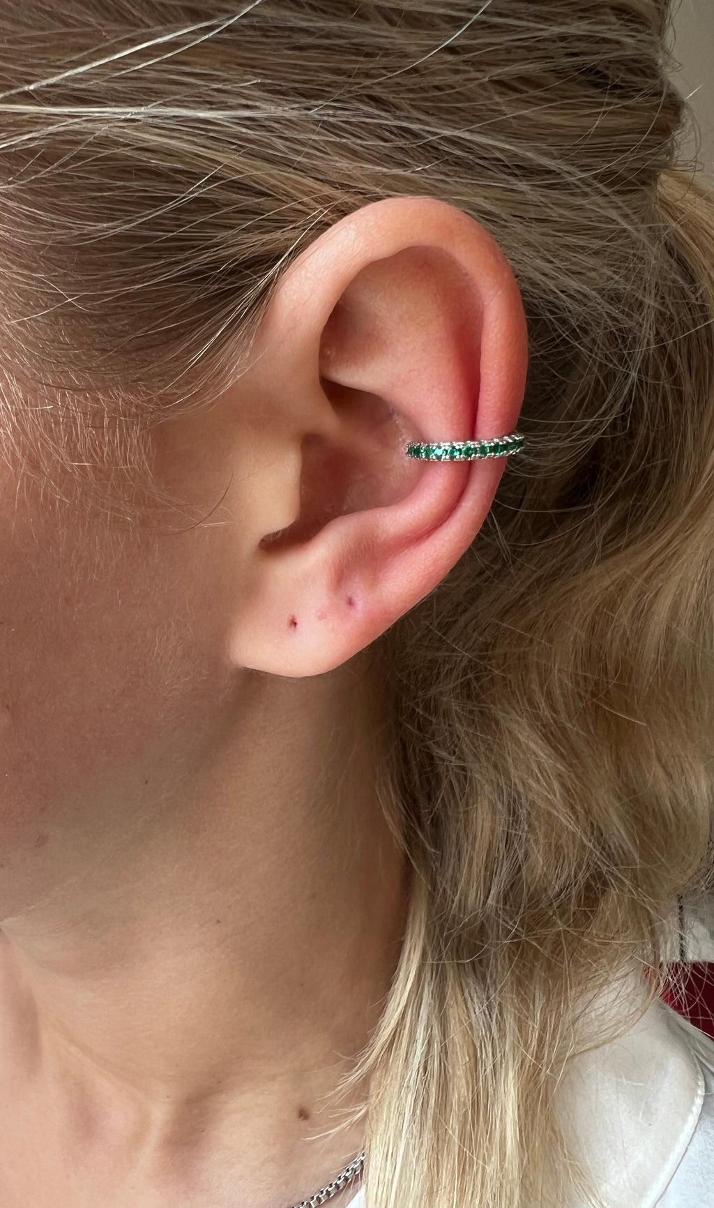 Irma Ear Cuff Green Silver