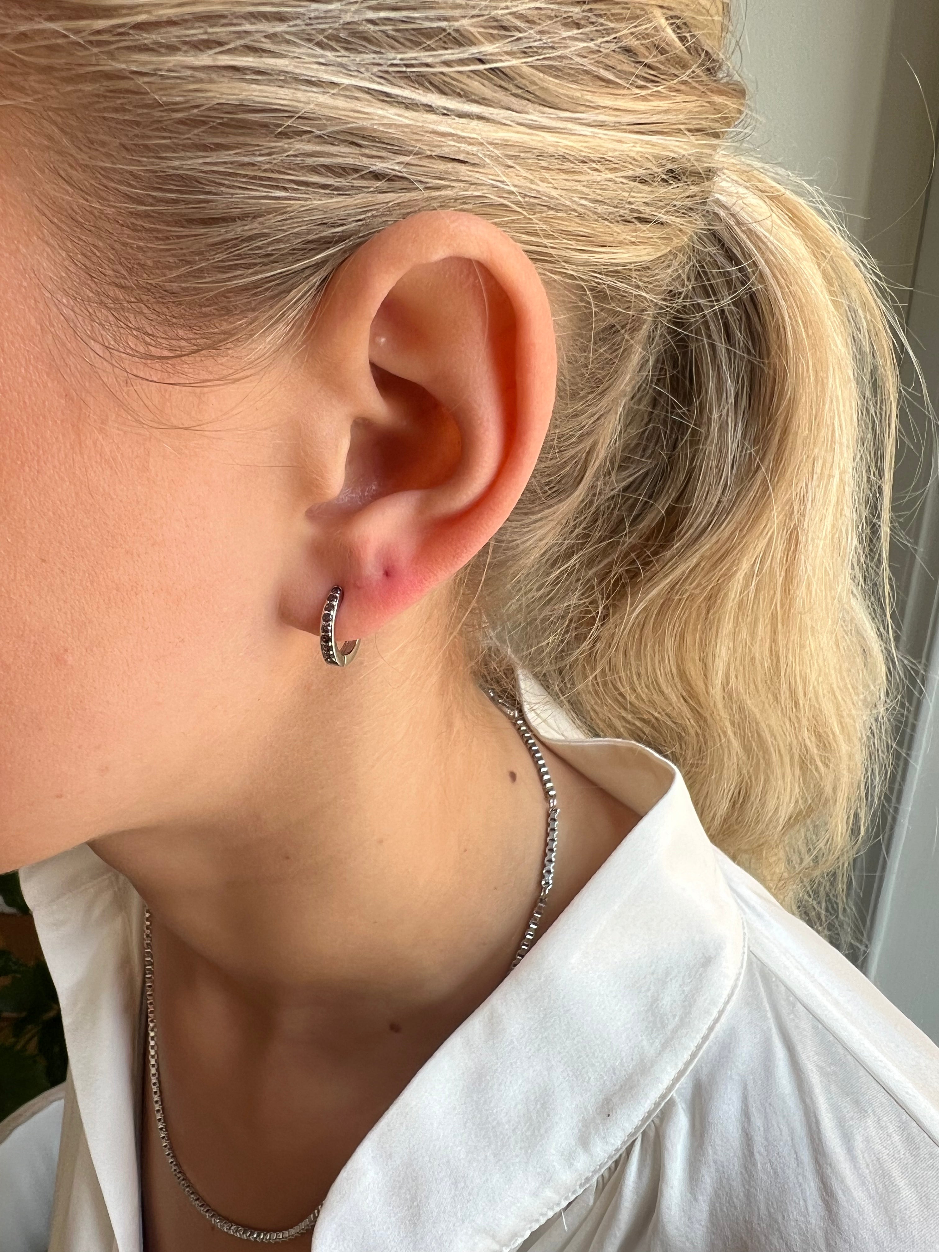 Irma Petite Hoops Smoky Crystal Silver - Charlotte Bonde Sthlm