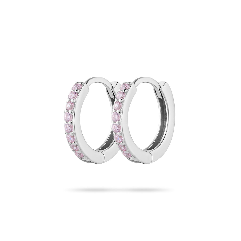 Irma Petite Hoops Pink Crystal Silver - Charlotte Bonde Sthlm